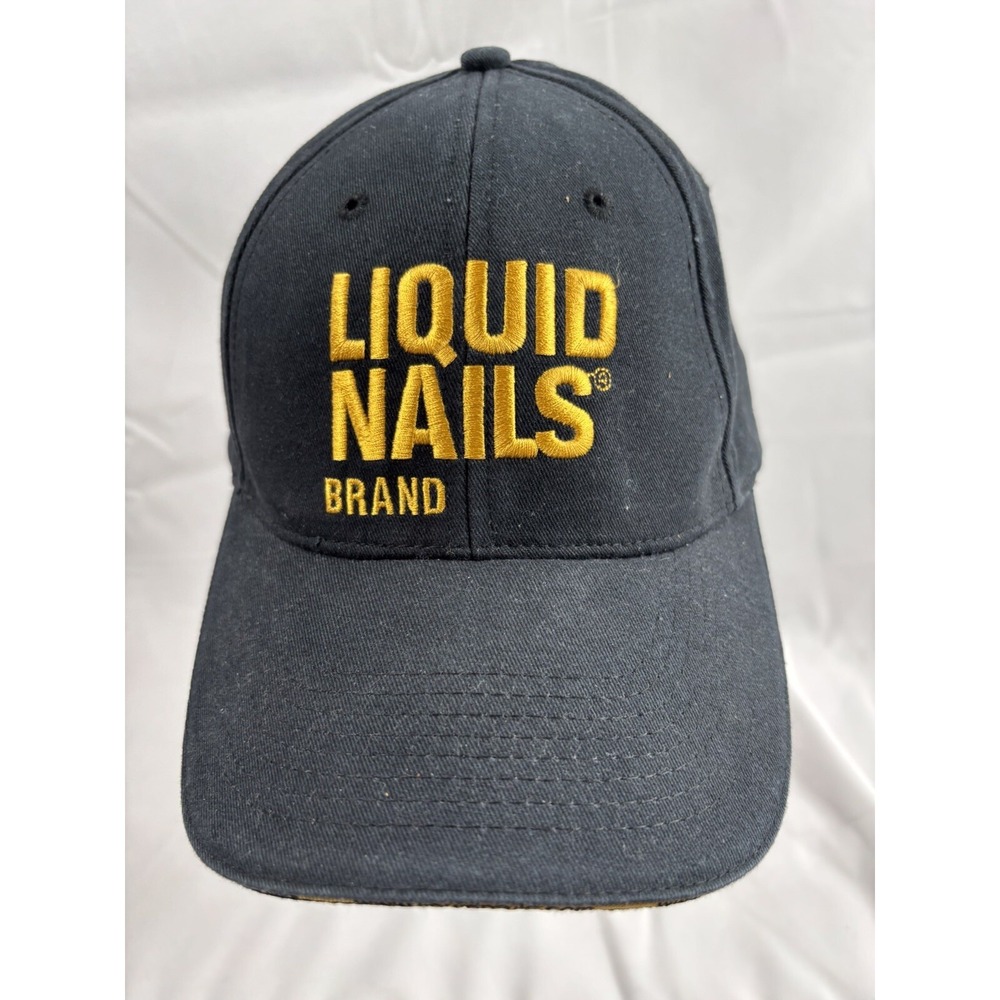 Liquid Nails  Brand Trucker's Hat Cap SnapBack Black W/gold Block Embroidery